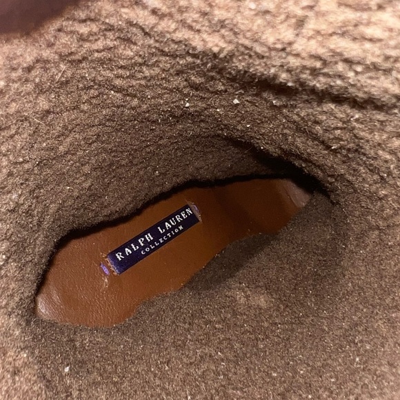 RALPH LAUREN COLLECTION purple Label Chestnut suede shearling fur trim boots 10 - Picture 10 of 10
